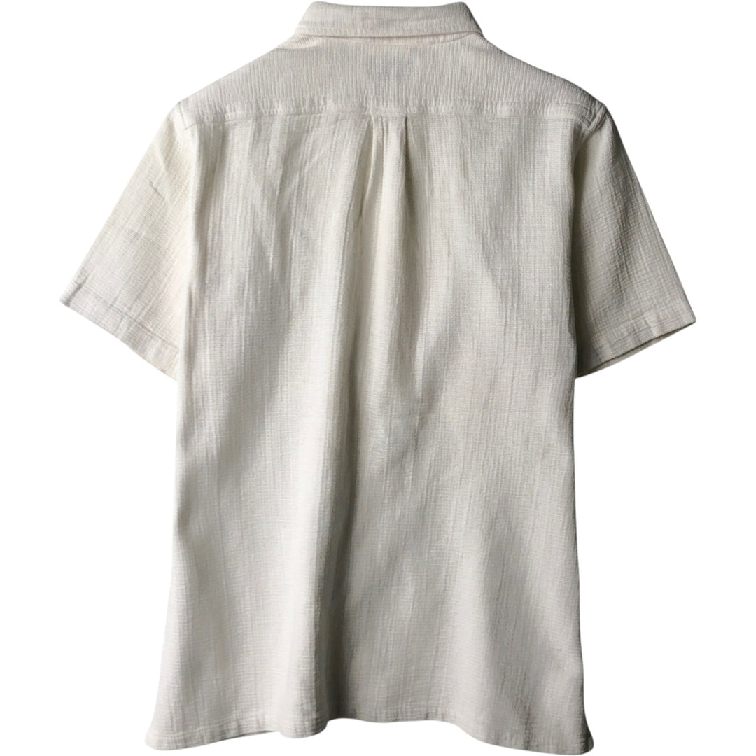 ~90'S LL Bean Short-Sleeve Cotton Box Shirt, Women's Size M (approx.), Vintage cotton white type Vintage Second Hand