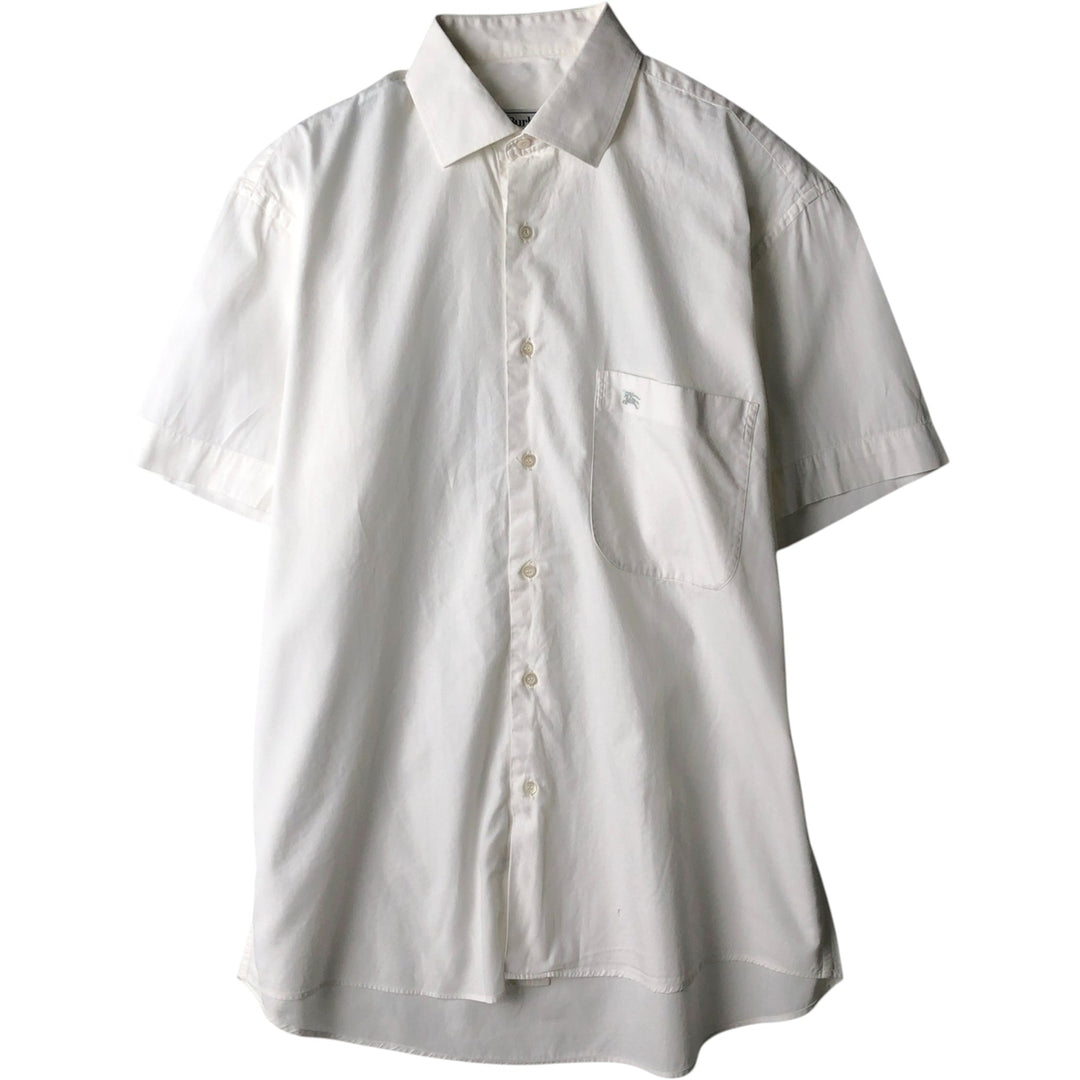 Burberry's short-sleeved shirt, men's size L (approx.) unclear white type Vintage Second Hand