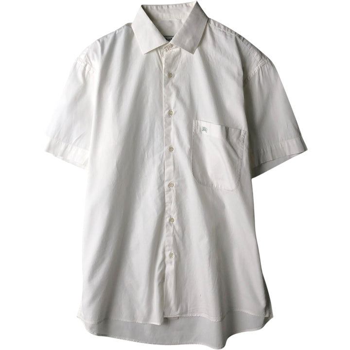 Burberry's short-sleeved shirt, men's size L (approx.) unclear white type Vintage Second Hand