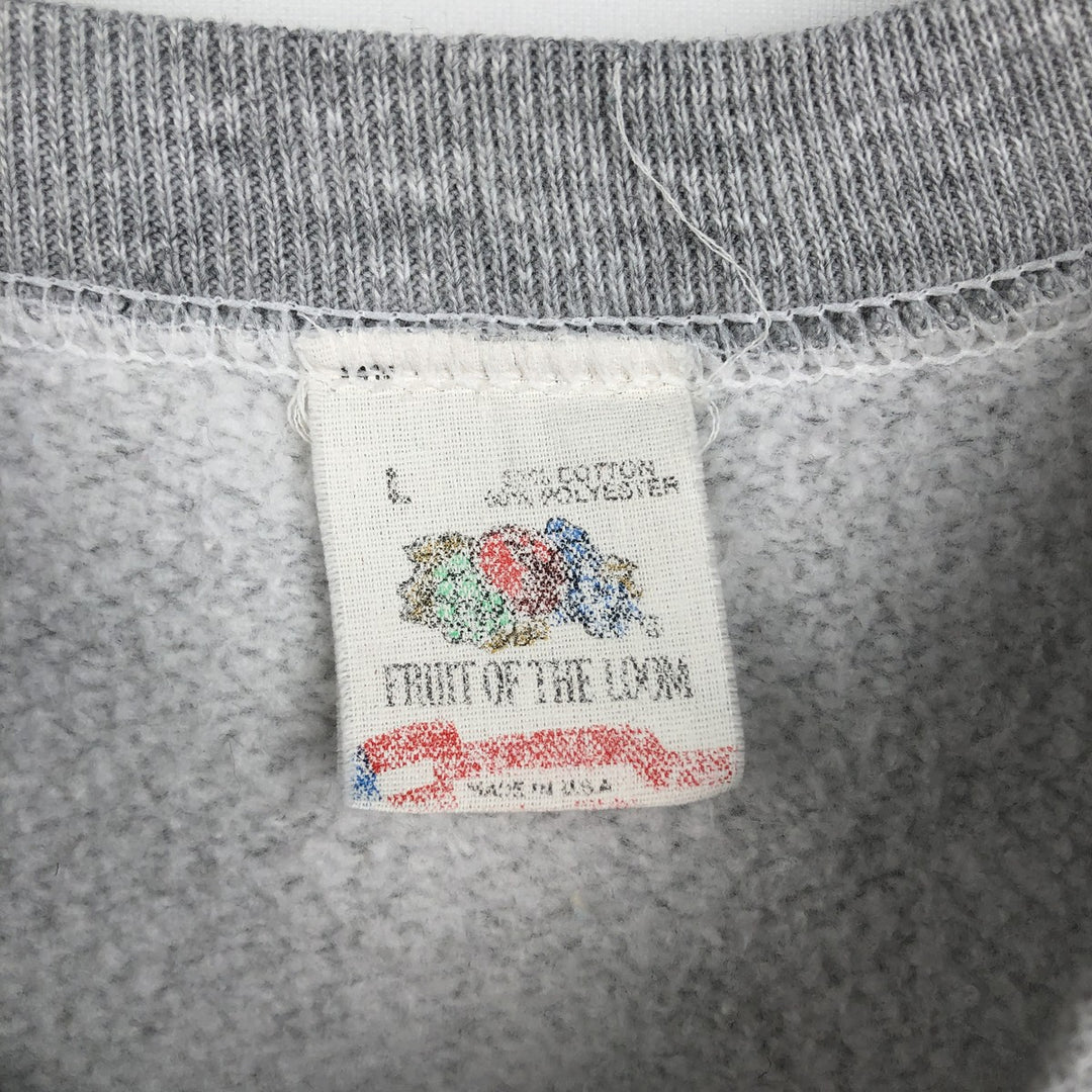 90'S Fruit of the Loom Black-billed Loon Pattern Animal Sweatshirt, Made in USA, Men's Size L (approx.), Vintage cotton gray type Vintage Second Hand