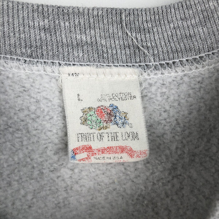 90'S Fruit of the Loom Black-billed Loon Pattern Animal Sweatshirt, Made in USA, Men's Size L (approx.), Vintage cotton gray type Vintage Second Hand