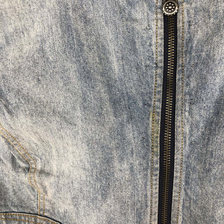 Harley-Davidson Patchwork Studded Full-Zip Denim Vest (Women's Size XL) cotton blue type Vintage Second Hand