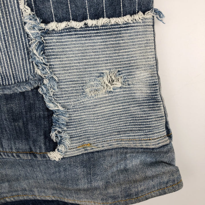 Harley-Davidson Patchwork Studded Full-Zip Denim Vest (Women's Size XL) cotton blue type Vintage Second Hand