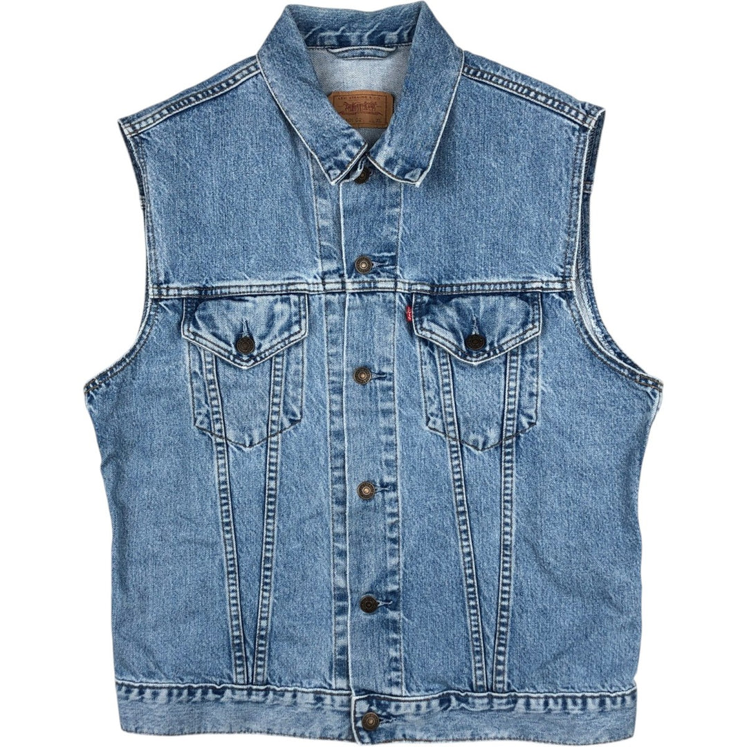 90'S Vintage Levi's Denim Vest (70401-0283) Men's Size XL cotton blue type Vintage Second Hand