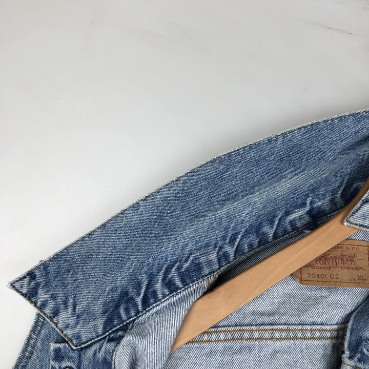 90'S Vintage Levi's Denim Vest (70401-0283) Men's Size XL cotton blue type Vintage Second Hand
