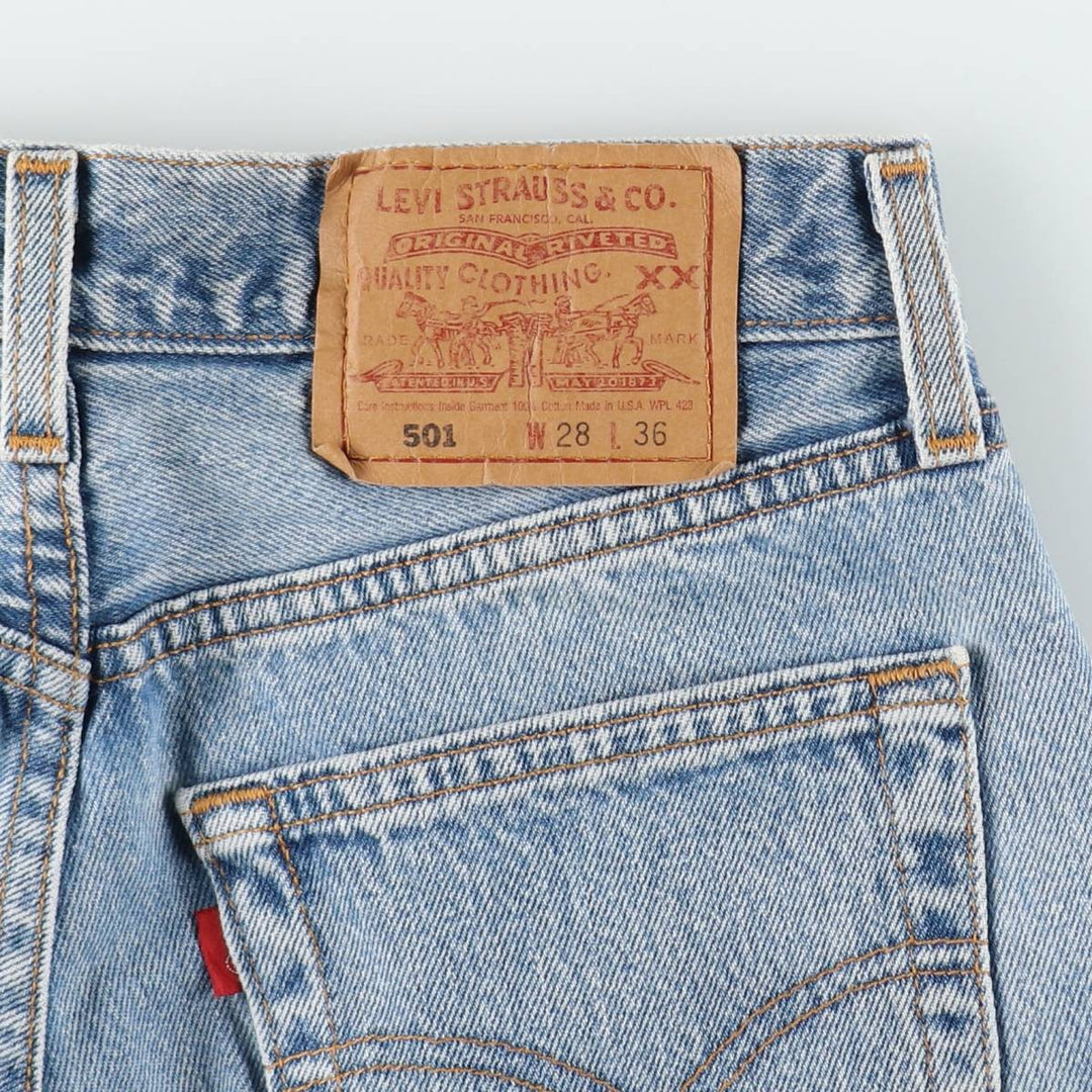 90'S Levi's 501-0193 Straight Denim Pants, Made in USA, Women's Size L (W28), Vintage cotton blue type Vintage Second Hand