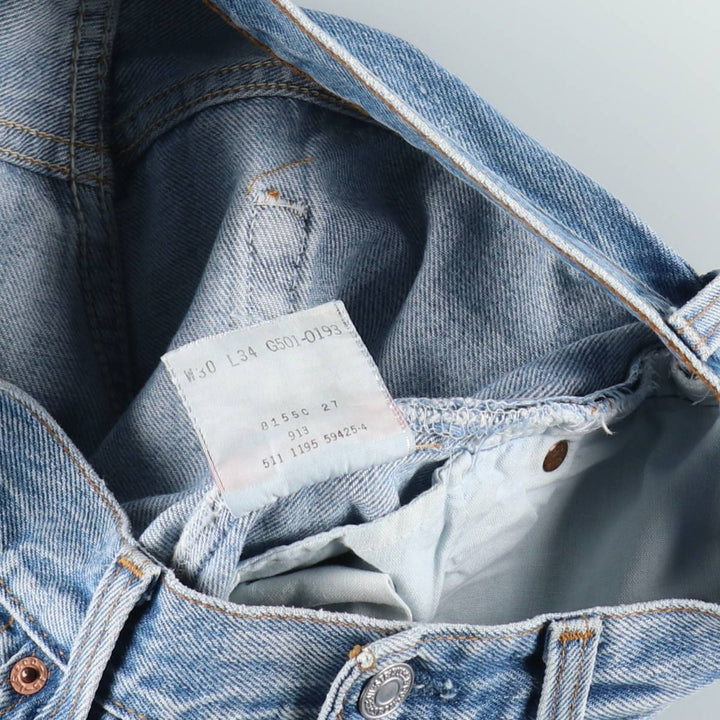1990'S Levi's G501-0193 Straight Denim Pants, Made in USA, Women's Size L (equivalent to W30), Vintage cotton blue type Vintage Second Hand