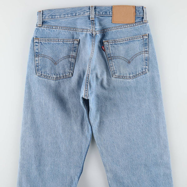 1990'S Levi's G501-0193 Straight Denim Pants, Made in USA, Women's Size L (equivalent to W30), Vintage cotton blue type Vintage Second Hand