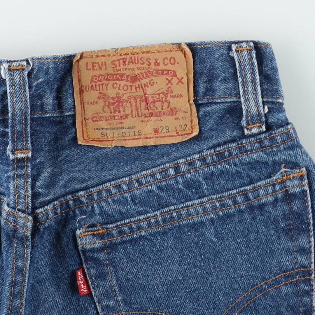 1980'S Levi's 501-0115 Straight Denim Pants, Made in USA, Women's Size L (equivalent to W28), Vintage cotton blue type Vintage Second Hand