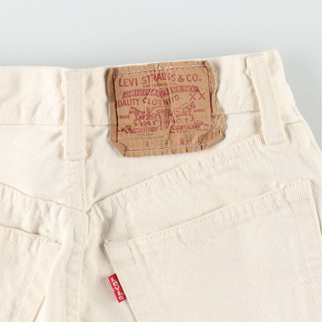 1980'S Levi's 26501-8821 White Denim Straight Leg Jeans, Made in USA, Women's Size S (W25 equivalent), Vintage. cotton white type Vintage Second Hand
