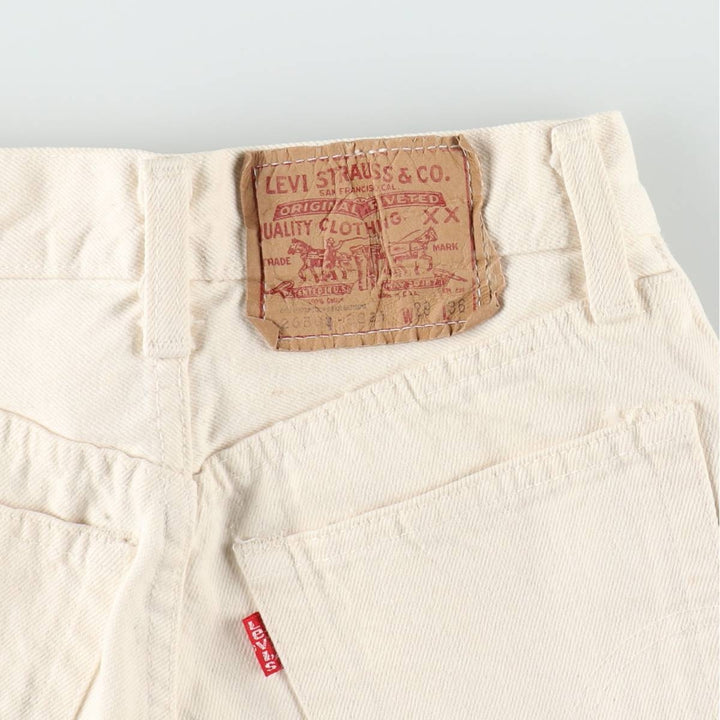 1980'S Levi's 26501-8821 White Denim Straight Leg Jeans, Made in USA, Women's Size S (W25 equivalent), Vintage. cotton white type Vintage Second Hand