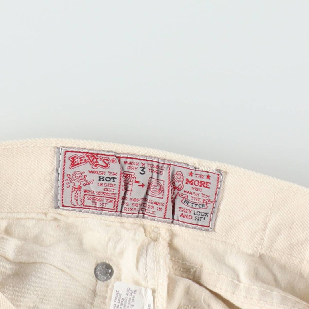 1980'S Levi's 26501-8821 White Denim Straight Leg Jeans, Made in USA, Women's Size S (W25 equivalent), Vintage. cotton white type Vintage Second Hand