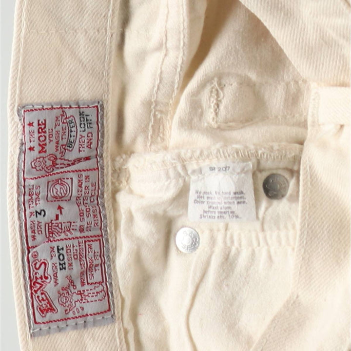 1980'S Levi's 26501-8821 White Denim Straight Leg Jeans, Made in USA, Women's Size S (W25 equivalent), Vintage. cotton white type Vintage Second Hand