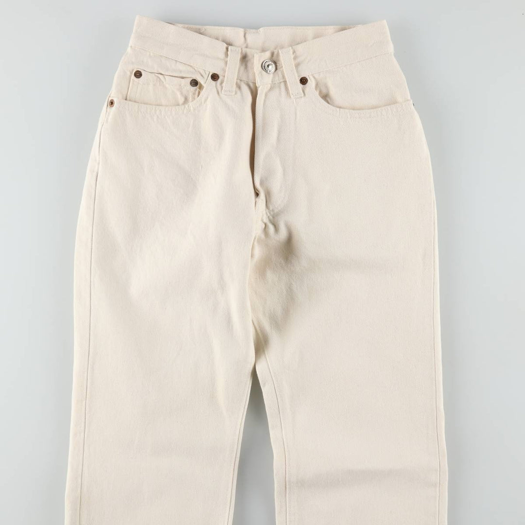 1980'S Levi's 26501-8821 White Denim Straight Leg Jeans, Made in USA, Women's Size S (W25 equivalent), Vintage. cotton white type Vintage Second Hand