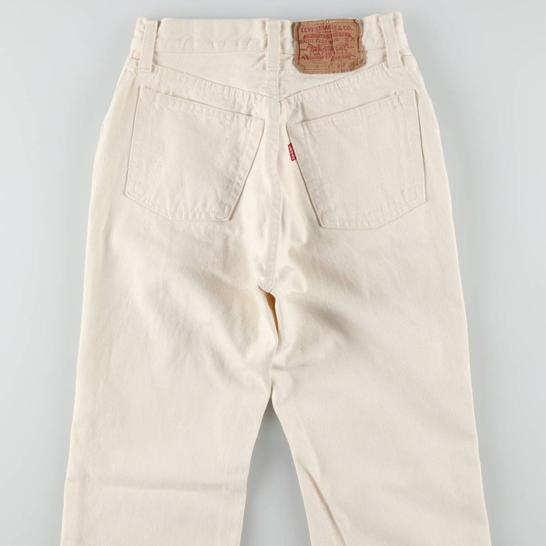 1980'S Levi's 26501-8821 White Denim Straight Leg Jeans, Made in USA, Women's Size S (W25 equivalent), Vintage. cotton white type Vintage Second Hand