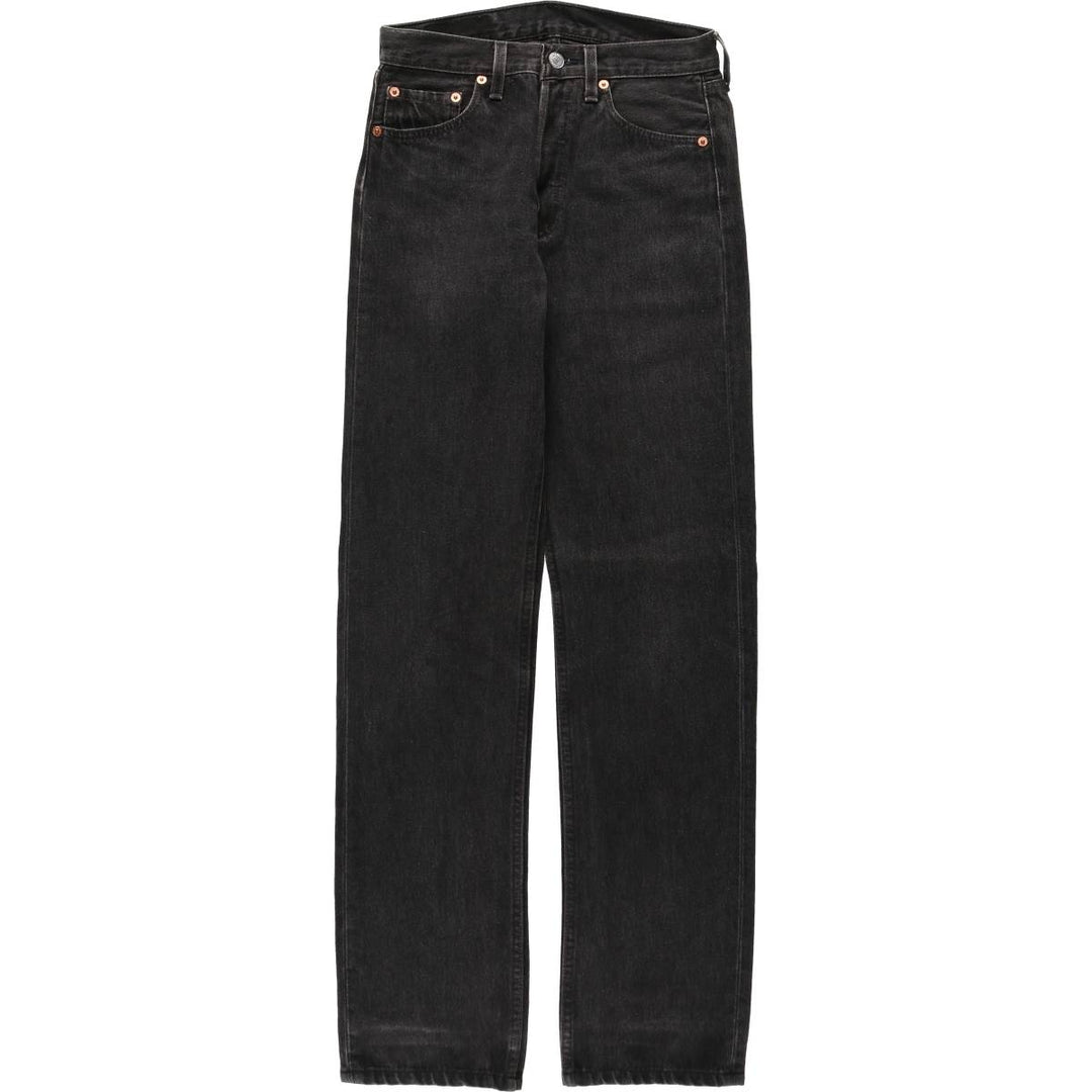 1990'S Levi's 501-5960 Black Denim Straight Leg Jeans, Made in USA, Women's Size L (equivalent to W27), Vintage. cotton black type Vintage Second Hand