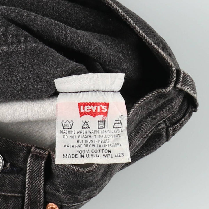 1990'S Levi's 501-5960 Black Denim Straight Leg Jeans, Made in USA, Women's Size L (equivalent to W27), Vintage. cotton black type Vintage Second Hand