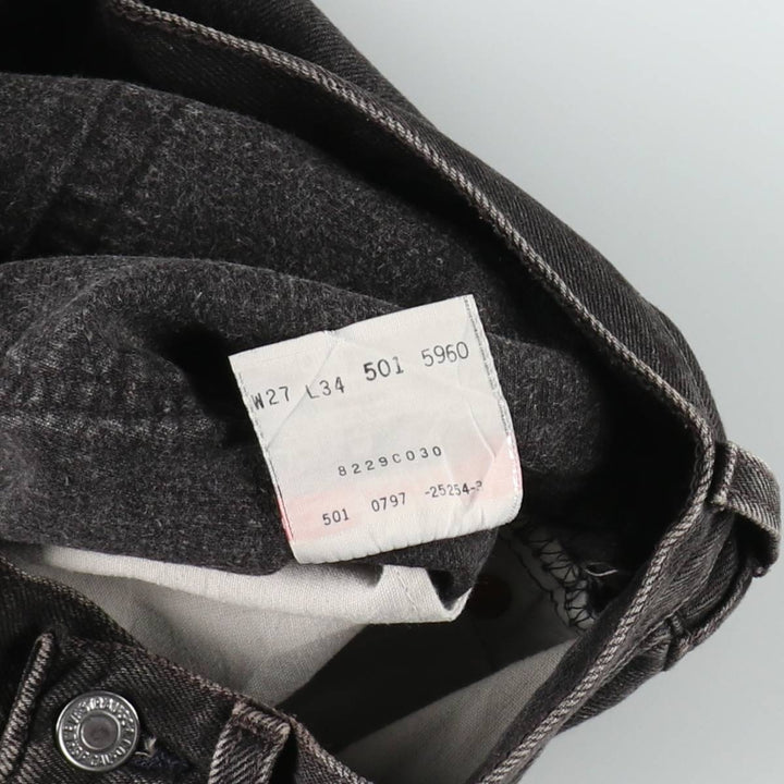 1990'S Levi's 501-5960 Black Denim Straight Leg Jeans, Made in USA, Women's Size L (equivalent to W27), Vintage. cotton black type Vintage Second Hand