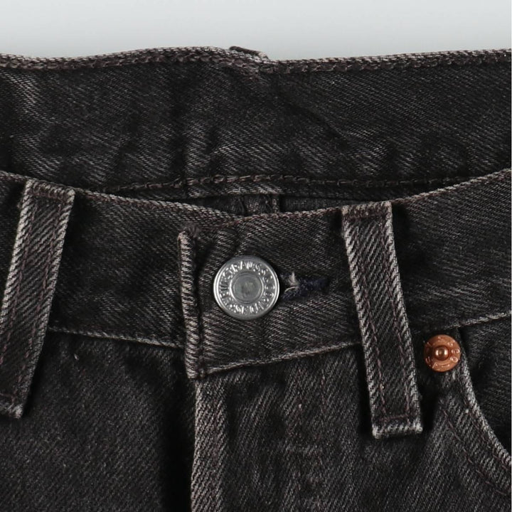 1990'S Levi's 501-5960 Black Denim Straight Leg Jeans, Made in USA, Women's Size L (equivalent to W27), Vintage. cotton black type Vintage Second Hand