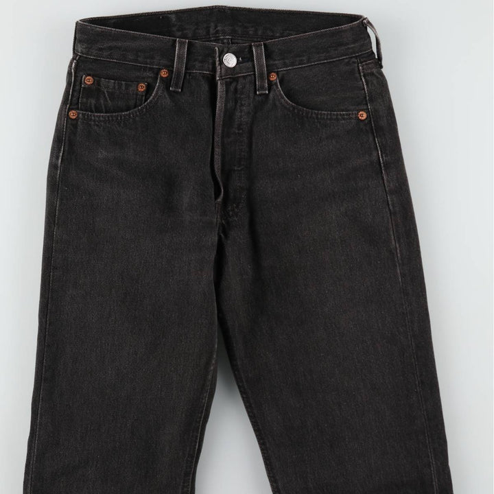 1990'S Levi's 501-5960 Black Denim Straight Leg Jeans, Made in USA, Women's Size L (equivalent to W27), Vintage. cotton black type Vintage Second Hand