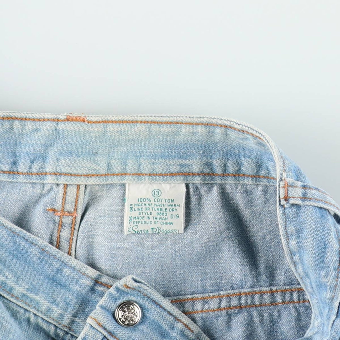 70'S Sears JR BAZAAR Tyrolean Tape Remake Flare Cut Denim Pants Women's L (W30 equivalent) Vintage cotton blue type Vintage Second Hand