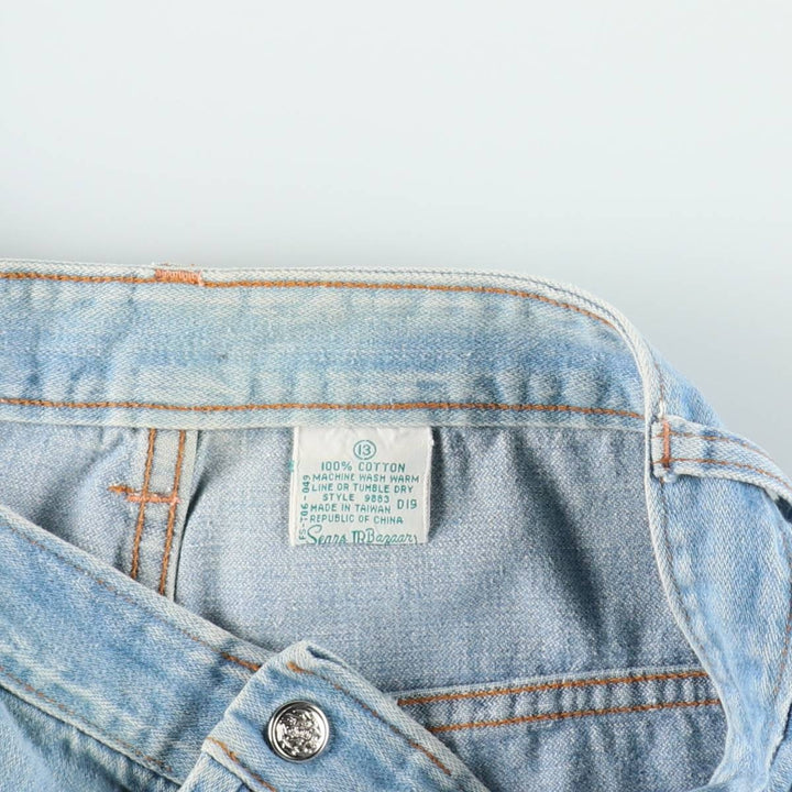 70'S Sears JR BAZAAR Tyrolean Tape Remake Flare Cut Denim Pants Women's L (W30 equivalent) Vintage cotton blue type Vintage Second Hand