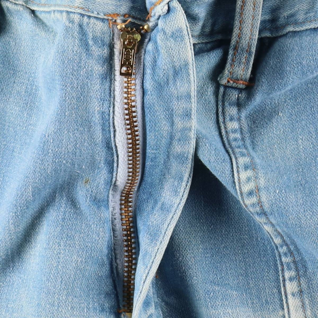 70'S Sears JR BAZAAR Tyrolean Tape Remake Flare Cut Denim Pants Women's L (W30 equivalent) Vintage cotton blue type Vintage Second Hand