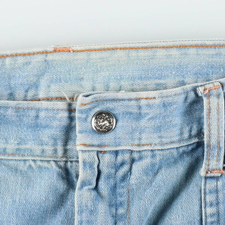 70'S Sears JR BAZAAR Tyrolean Tape Remake Flare Cut Denim Pants Women's L (W30 equivalent) Vintage cotton blue type Vintage Second Hand