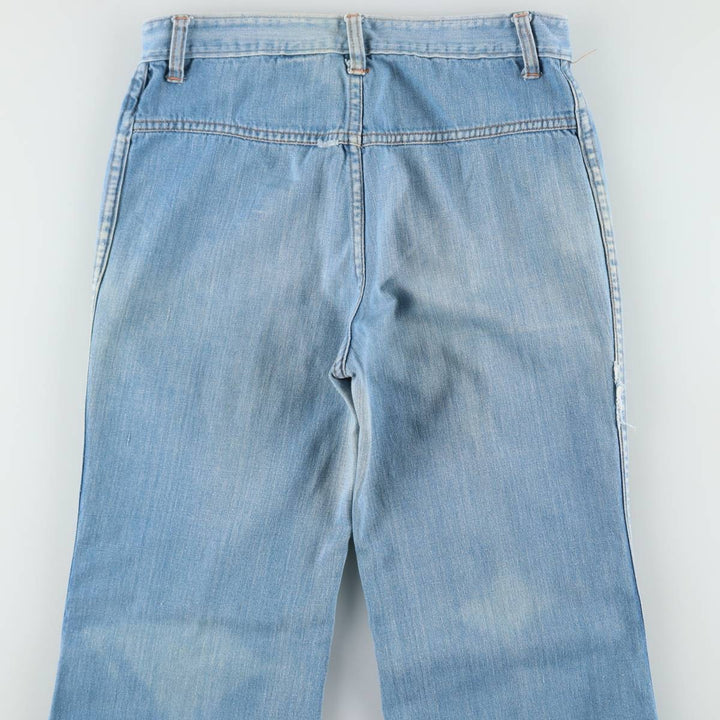 70'S Sears JR BAZAAR Tyrolean Tape Remake Flare Cut Denim Pants Women's L (W30 equivalent) Vintage cotton blue type Vintage Second Hand