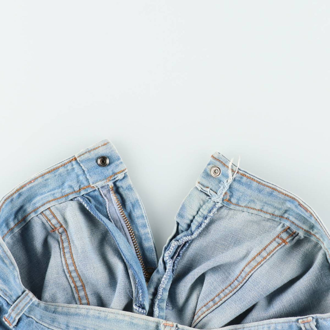 70'S Sears JR BAZAAR Tyrolean Tape Remake Flare Cut Denim Pants Women's L (W30 equivalent) Vintage cotton blue type Vintage Second Hand