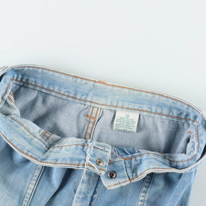 70'S Sears JR BAZAAR Tyrolean Tape Remake Flare Cut Denim Pants Women's L (W30 equivalent) Vintage cotton blue type Vintage Second Hand