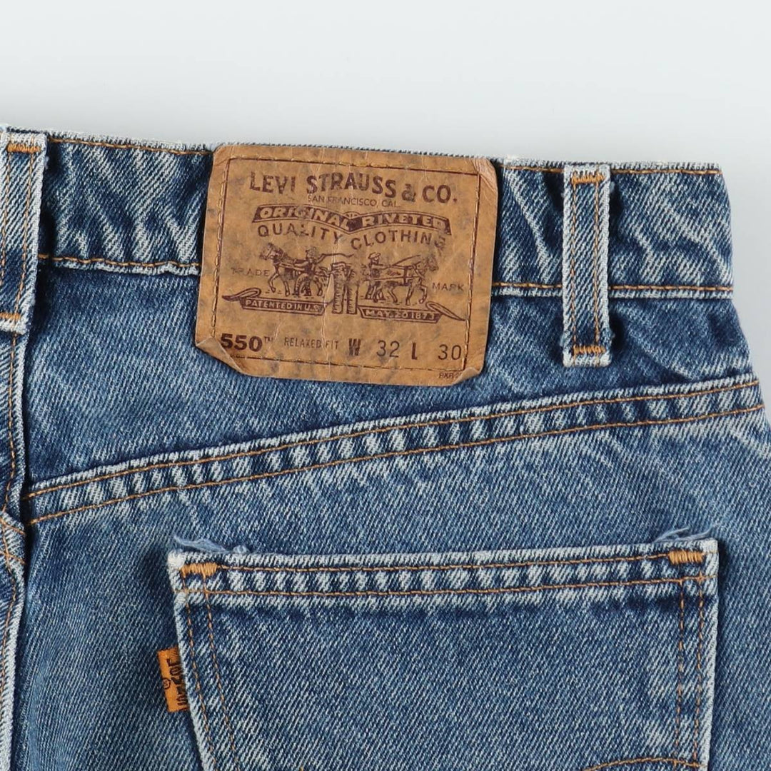 1990'S Levi's 550 Relaxed Fit Orange Tab Tapered Denim Pants, Made in USA, Men's Size W32 (approx.), Vintage cotton blue type Vintage Second Hand