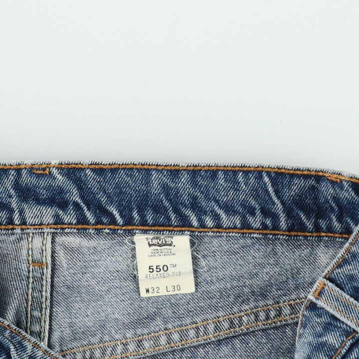 1990'S Levi's 550 Relaxed Fit Orange Tab Tapered Denim Pants, Made in USA, Men's Size W32 (approx.), Vintage cotton blue type Vintage Second Hand