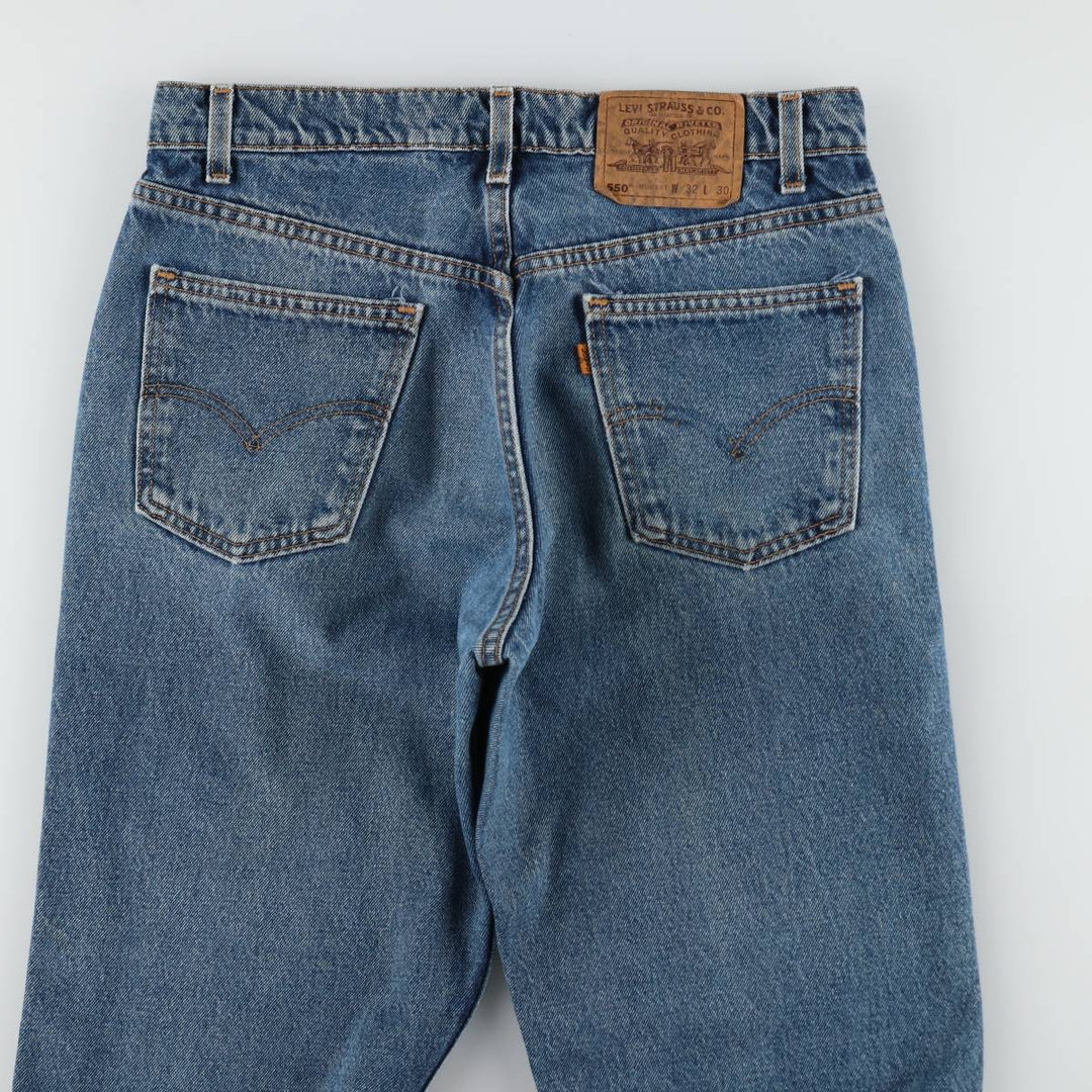 1990'S Levi's 550 Relaxed Fit Orange Tab Tapered Denim Pants, Made in USA, Men's Size W32 (approx.), Vintage cotton blue type Vintage Second Hand