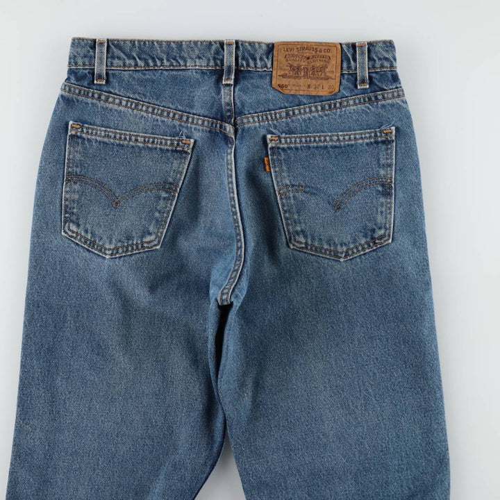1990'S Levi's 550 Relaxed Fit Orange Tab Tapered Denim Pants, Made in USA, Men's Size W32 (approx.), Vintage cotton blue type Vintage Second Hand