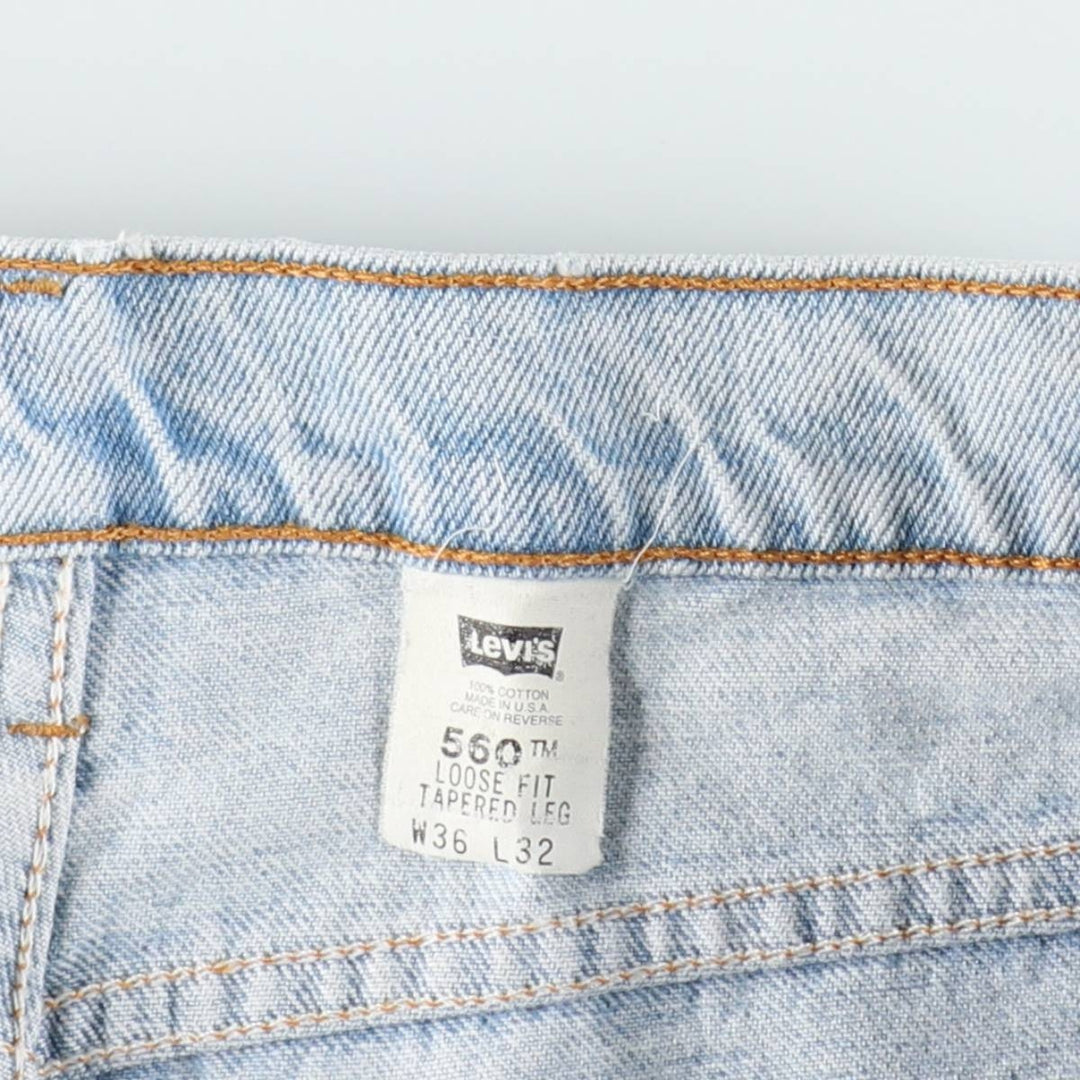 90'S Levi's 560 LOOSE FIT TAPERED LEG Tapered Denim Pants Made in USA Men's W36 Vintage cotton blue type Vintage Second Hand