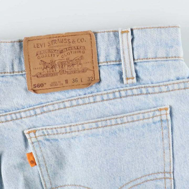 90'S Levi's 560 Loose Fit Tapered Leg Orange Tab Tapered Denim Pants, Made in USA, Men's W37 (approx.), Vintage unclear blue type Vintage Second Hand