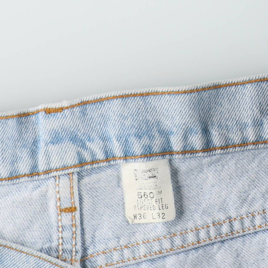 90'S Levi's 560 Loose Fit Tapered Leg Orange Tab Tapered Denim Pants, Made in USA, Men's W37 (approx.), Vintage unclear blue type Vintage Second Hand