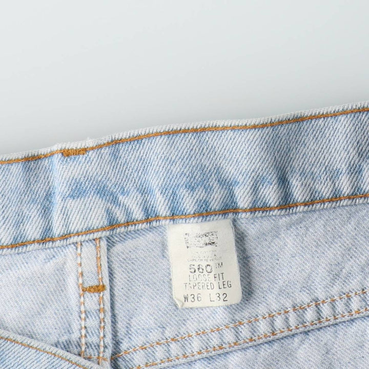 90'S Levi's 560 Loose Fit Tapered Leg Orange Tab Tapered Denim Pants, Made in USA, Men's W37 (approx.), Vintage unclear blue type Vintage Second Hand