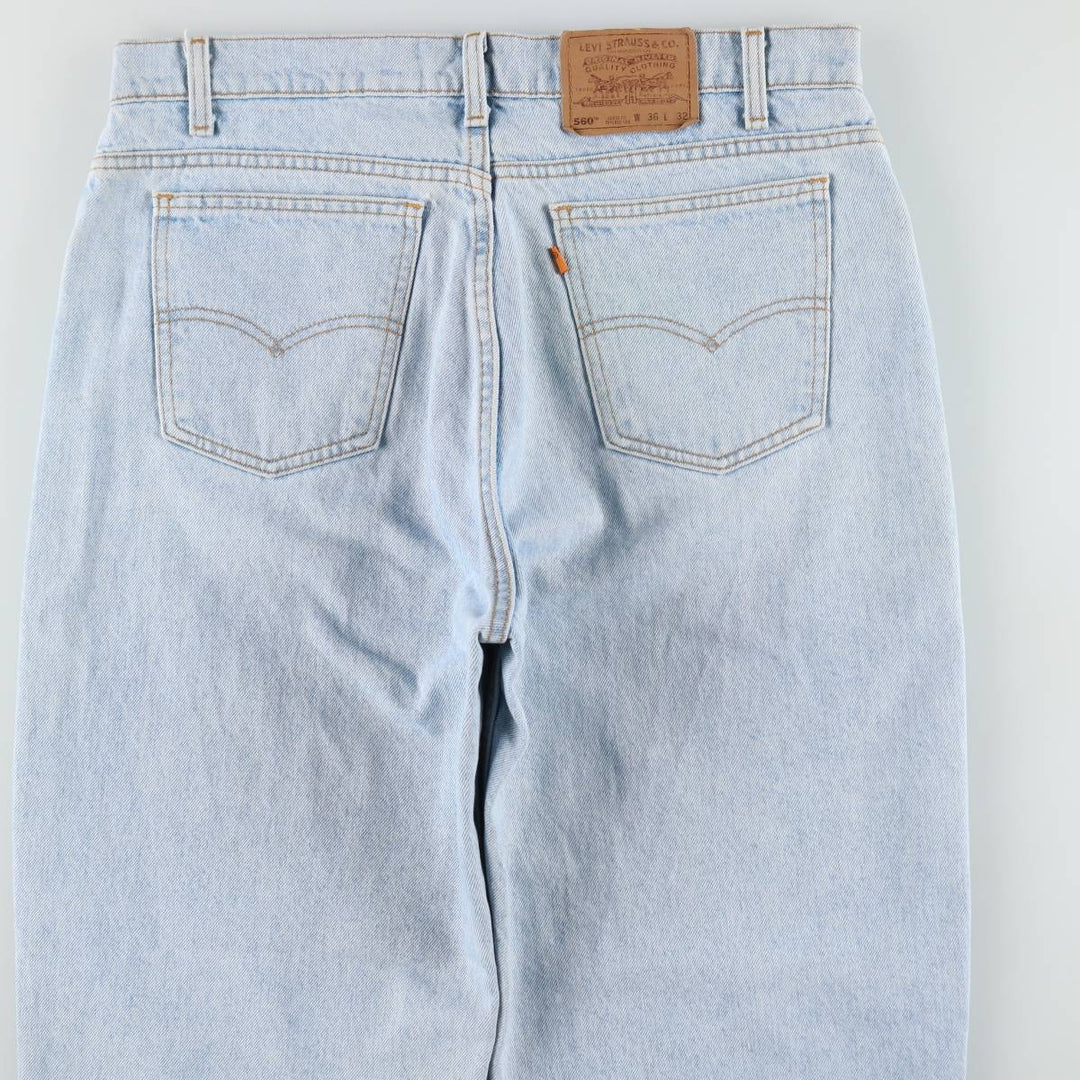 90'S Levi's 560 Loose Fit Tapered Leg Orange Tab Tapered Denim Pants, Made in USA, Men's W37 (approx.), Vintage unclear blue type Vintage Second Hand