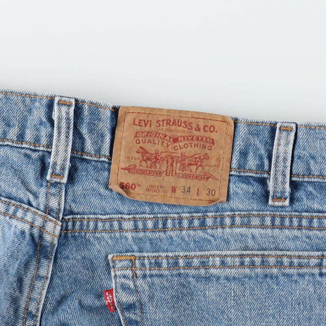 90'S Levi's 560 LOOSE FIT TAPERED LEG Tapered Denim Pants Made in USA Men's W34 Vintage cotton blue type Vintage Second Hand