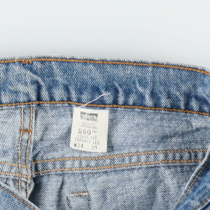 90'S Levi's 560 LOOSE FIT TAPERED LEG Tapered Denim Pants Made in USA Men's W34 Vintage cotton blue type Vintage Second Hand