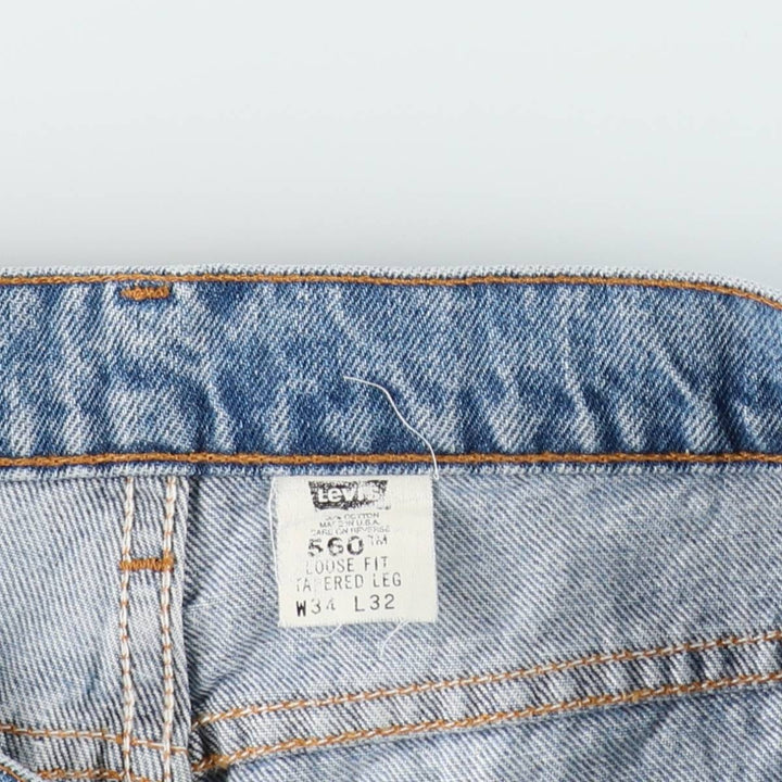1990'S Levi's 550 Loose Fit Tapered Leg Denim Pants, Made in USA, Men's Size W34 (approx.), Vintage cotton blue type Vintage Second Hand