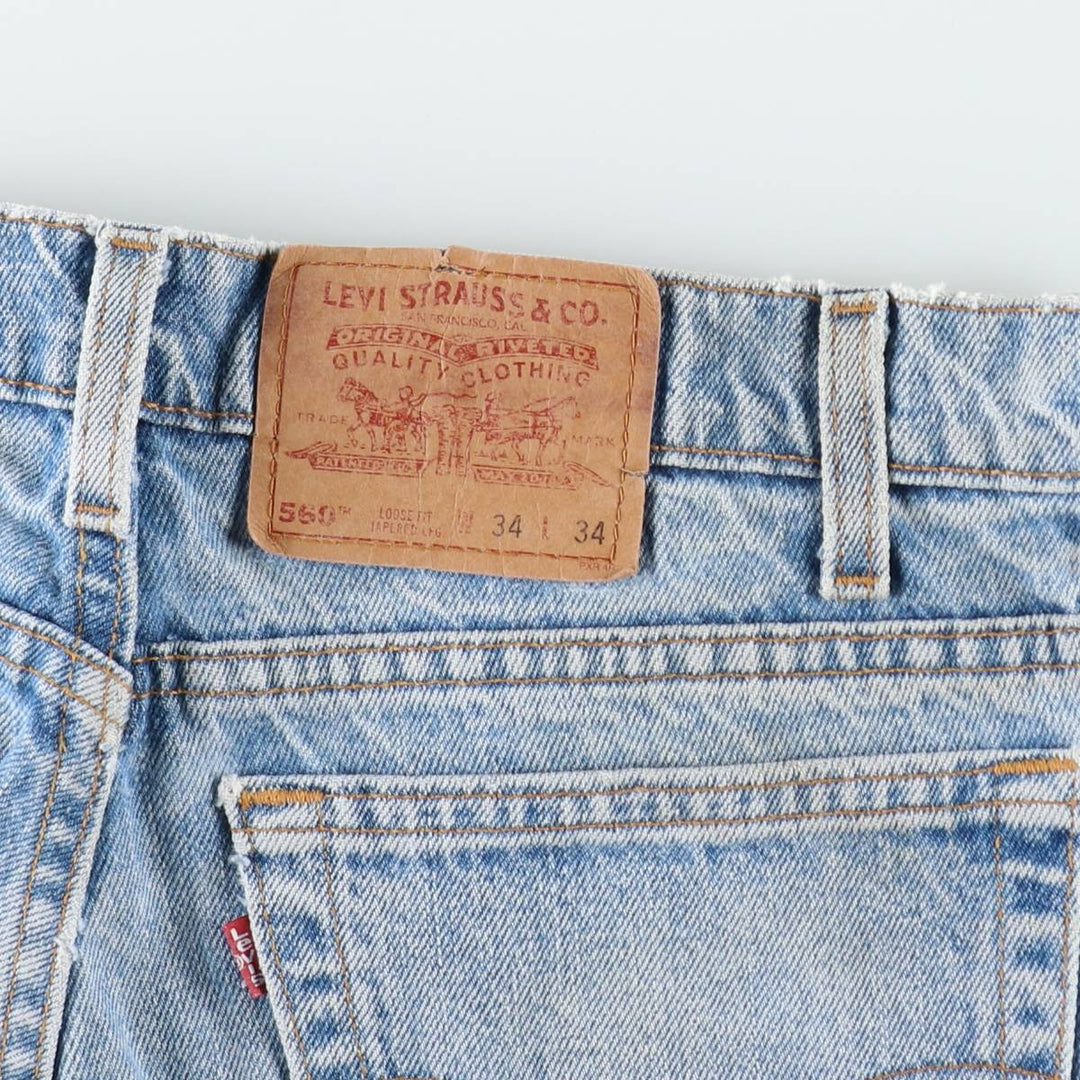 90'S Levi's 560 LOOSE FIT TAPERED LEG Tapered Denim Pants Made in USA Men's W34 Vintage cotton blue type Vintage Second Hand