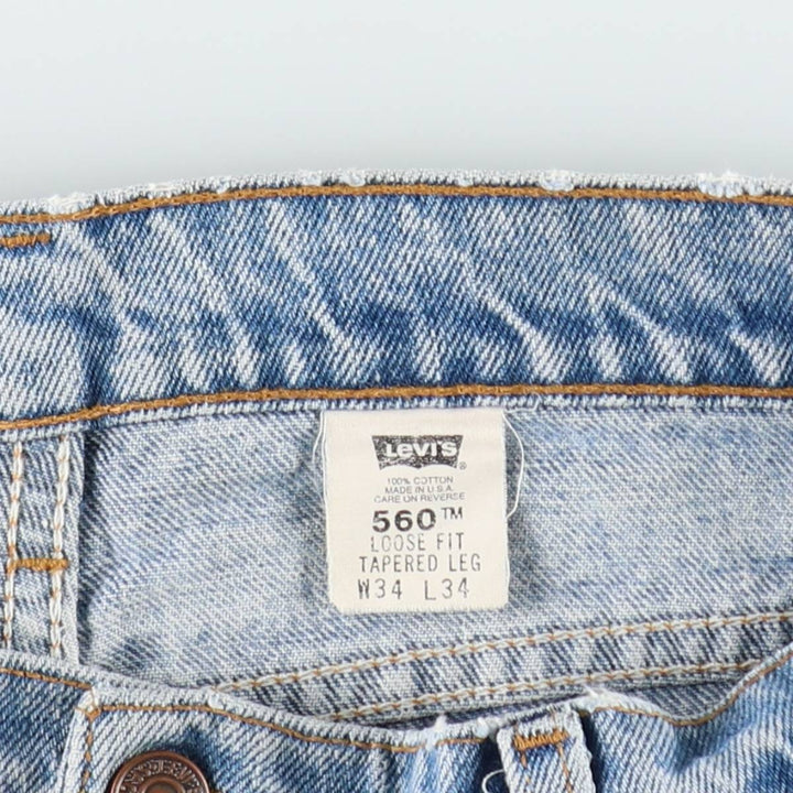 90'S Levi's 560 LOOSE FIT TAPERED LEG Tapered Denim Pants Made in USA Men's W34 Vintage cotton blue type Vintage Second Hand