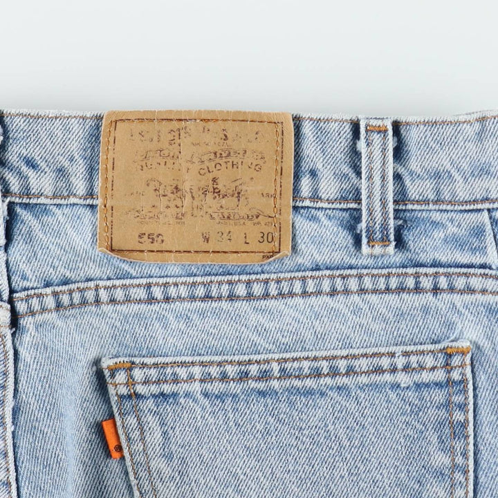 Levi's 550 Orange Tab Tapered Denim Pants, Made in USA, Men's Size W34 (approx.) cotton Blue type light blue Vintage Second Hand