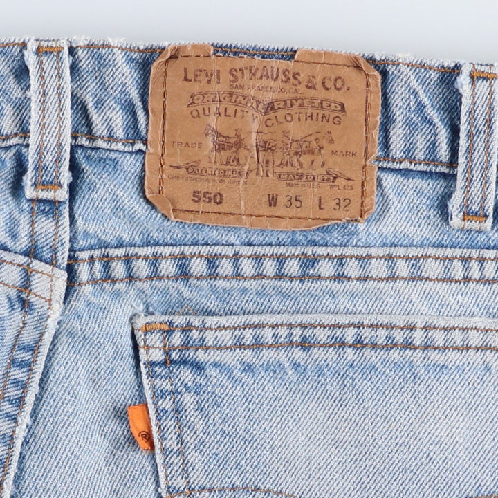 1990'S Levi's 550 Orange Tab Tapered Denim Pants, Made in USA, Men's W35 (approx.), Vintage cotton Blue type light blue Vintage Second Hand