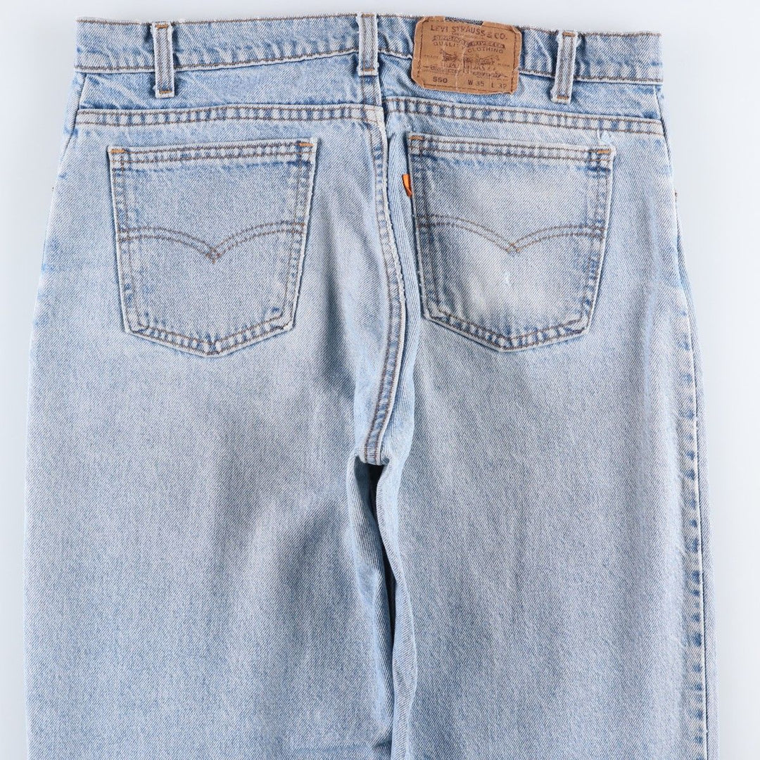 1990'S Levi's 550 Orange Tab Tapered Denim Pants, Made in USA, Men's W35 (approx.), Vintage cotton Blue type light blue Vintage Second Hand