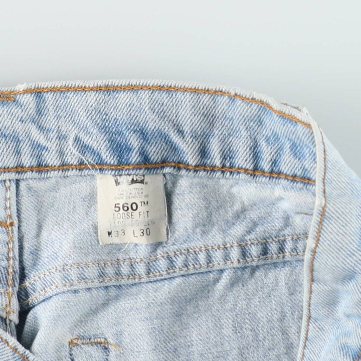 Levi's 560 Loose Fit Tapered Leg Denim Pants, Made in USA, Men's Size W33 (approx.) cotton blue type Vintage Second Hand