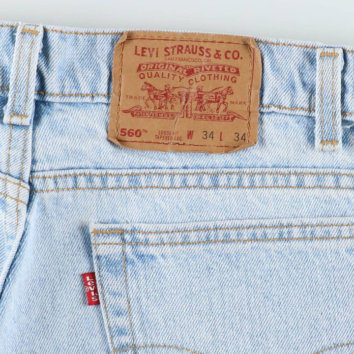 Levi's 560 Loose Fit Tapered Leg Denim Pants, Made in USA, Men's Size W34 (approx.) cotton Blue type light blue Vintage Second Hand